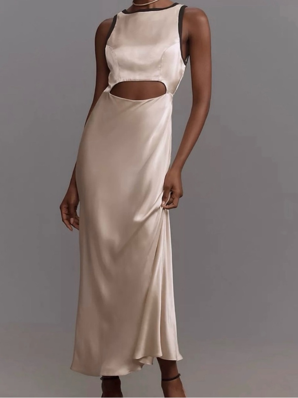 Anthropologie Sleeveless Cutout Slip Midi Dress